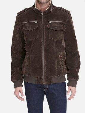 NWT Levi’s Men's Faux Suede Bomber Jacket - Chocolate Brown